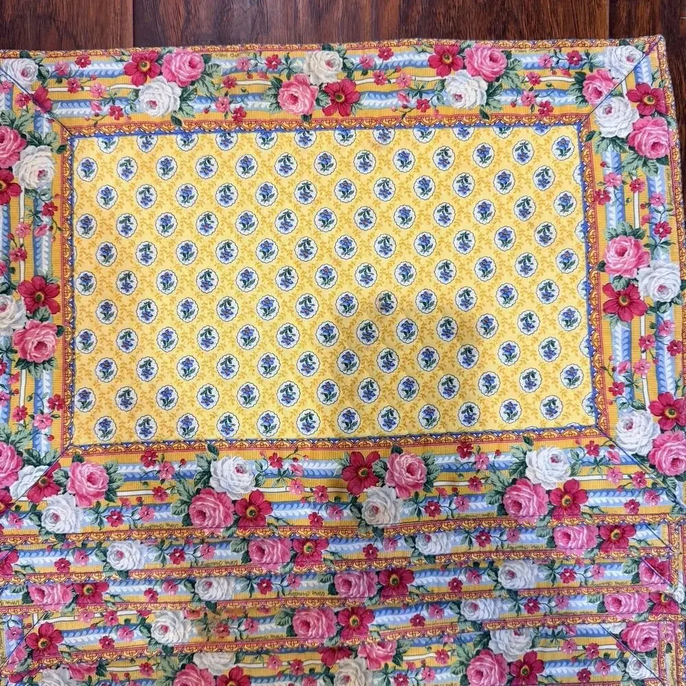 Vintage Vera Bradley Retired Elizabeth Quilted Placemat Set Of 8 Floral Cottage